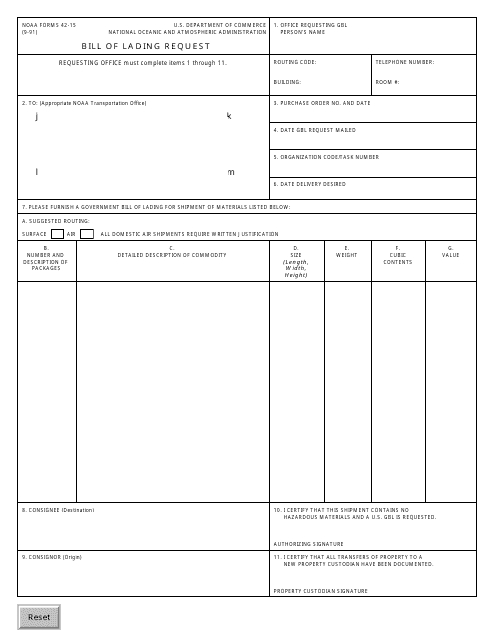 NOAA Form 42-15  Printable Pdf