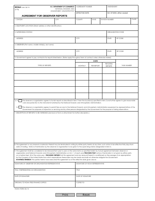 NOAA Form 36-14  Printable Pdf