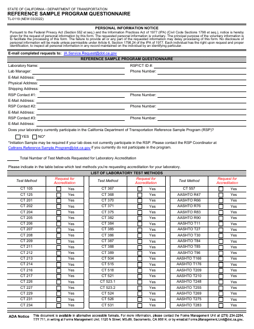 Form TL-0119  Printable Pdf