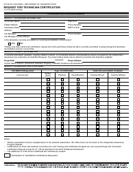 Form TL-0120 Request for Technician Certification - California, Page 2