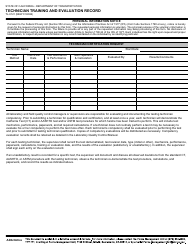 Document preview: Form TL-0121 Technician Training and Evaluation Record - California