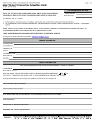 Document preview: Form TL-9501 New Product Evaluation Submittal Form - California