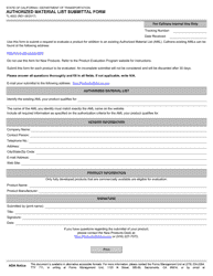 Document preview: Form TL-9502 Authorized Material List Submittal Form - California