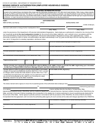 Form ASC-255 Moving Service Authorization (Employee Household Goods) - California