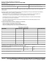 Document preview: Form FA-2136 Vanpool Driver Incentive Certification Form - California