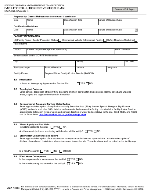 Form MTCE-0042  Printable Pdf
