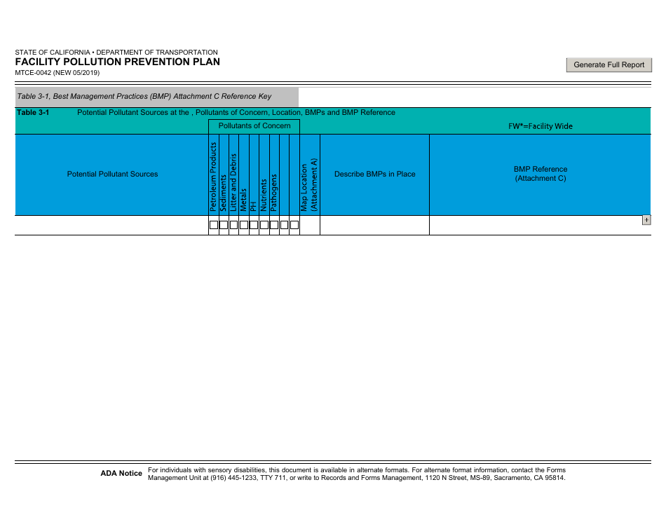 Form MTCE-0042 Facility Pollution Prevention Plan - California, Page 3