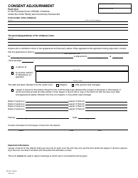 Document preview: CFCSA Form 10.2 (PFA706) Consent Adjournment - British Columbia, Canada