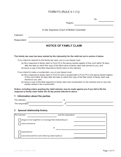 Form F3  Printable Pdf