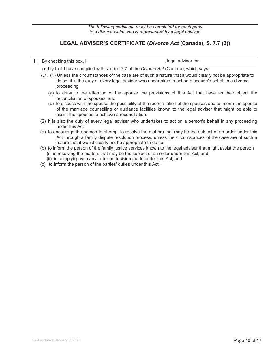 Form F3 Notice of Family Claim - British Columbia, Canada, Page 10