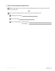 Form F3 Notice of Family Claim - British Columbia, Canada, Page 2