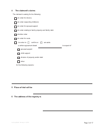 Form F3 Notice of Family Claim - British Columbia, Canada, Page 3