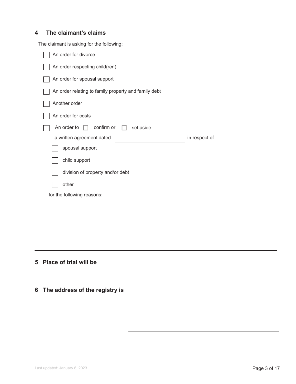 Form F3 Notice of Family Claim - British Columbia, Canada, Page 3