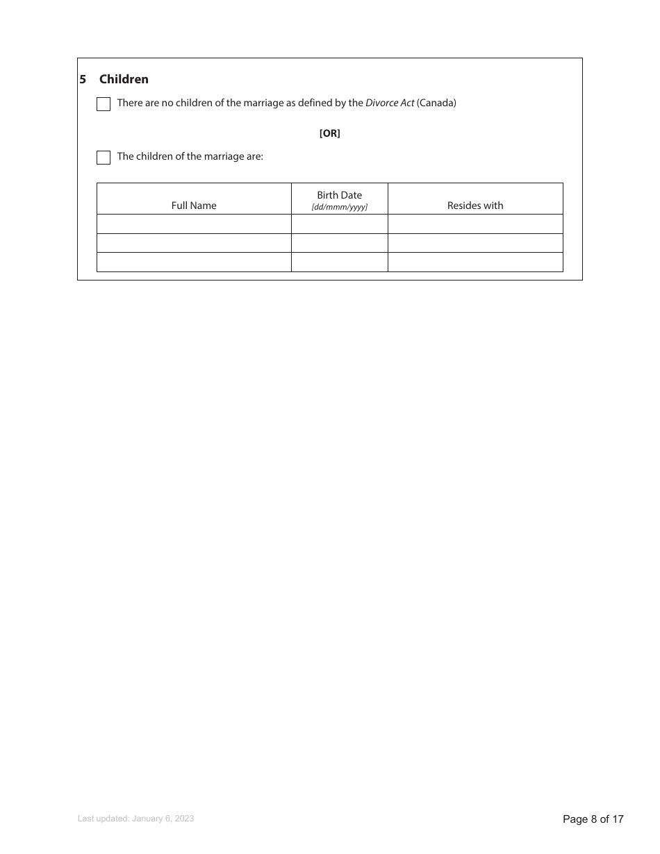 Form F3 Notice of Family Claim - British Columbia, Canada, Page 8