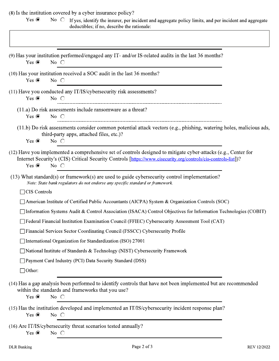 Trust Company Security Survey - South Dakota, Page 2