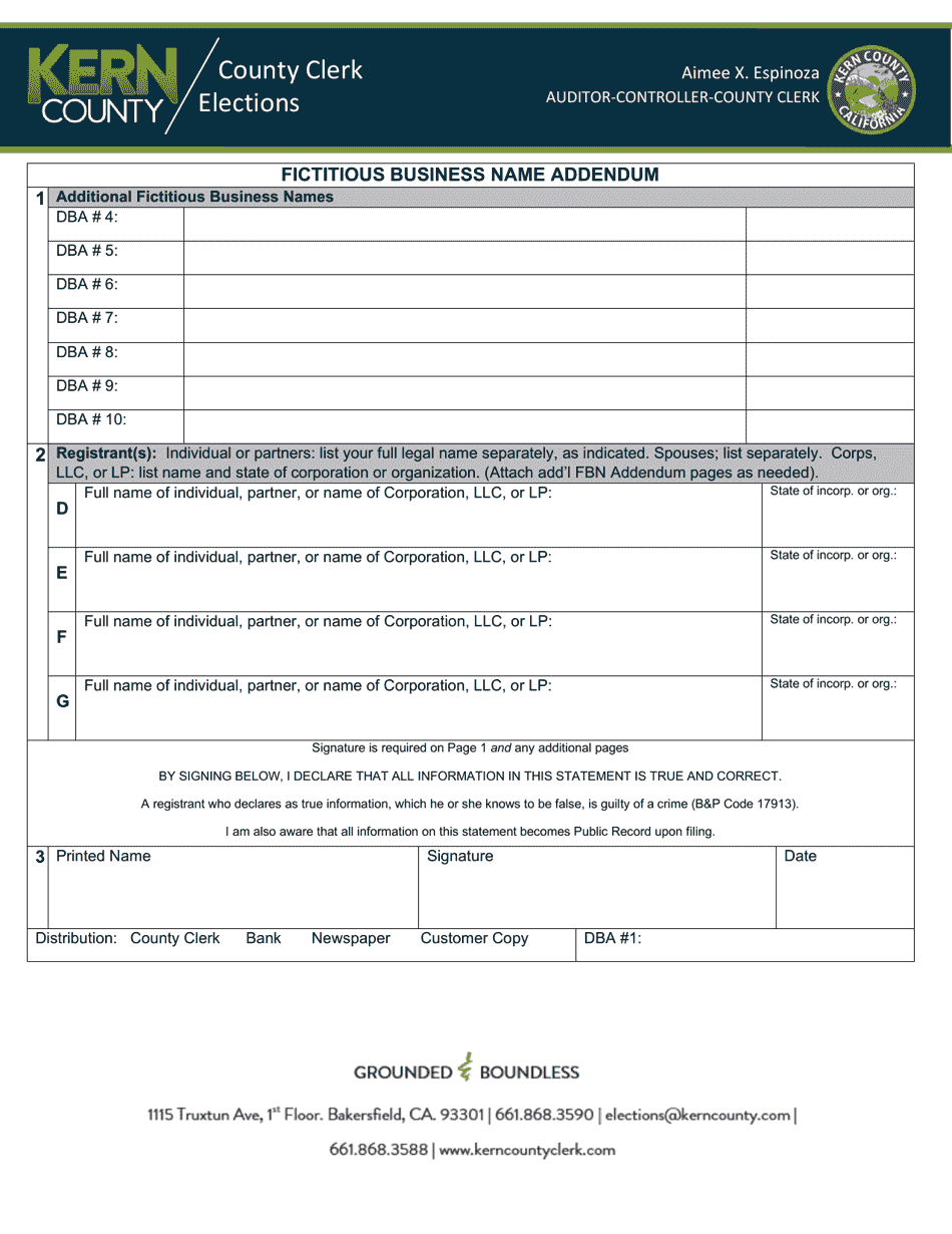 Kern county california fictitious business name addendum download