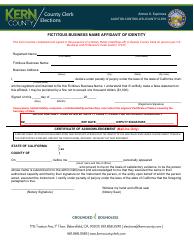 Document preview: Fictitous Business Name Affidavit of Identity - Kern County, California
