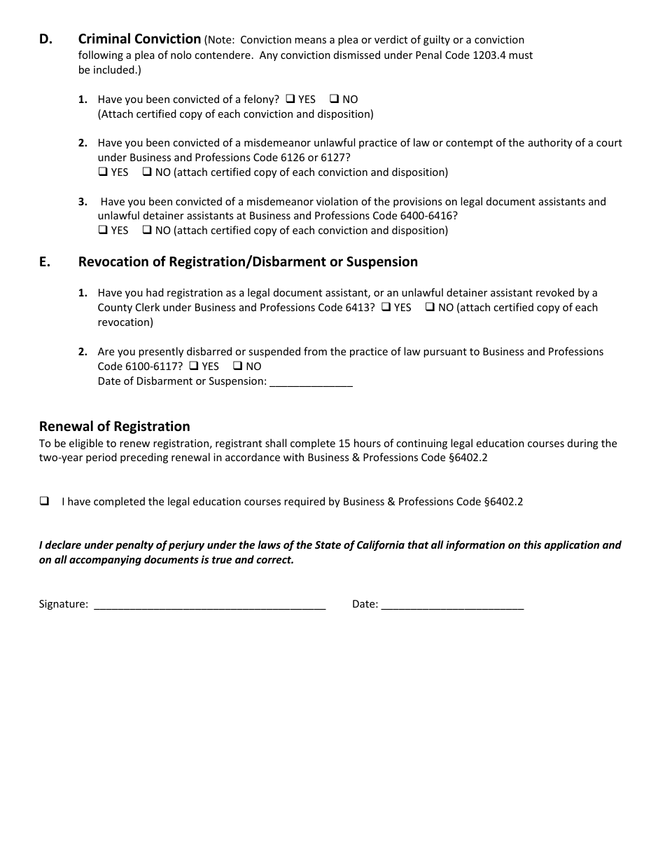 Kern county california legal document assistant registration