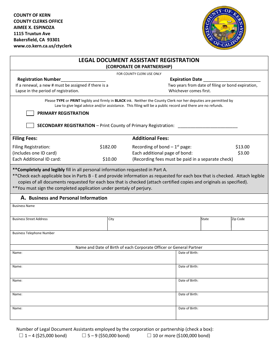 Legal Document Assistant Registration (Corporate or Partnership) - Kern County, California, Page 4