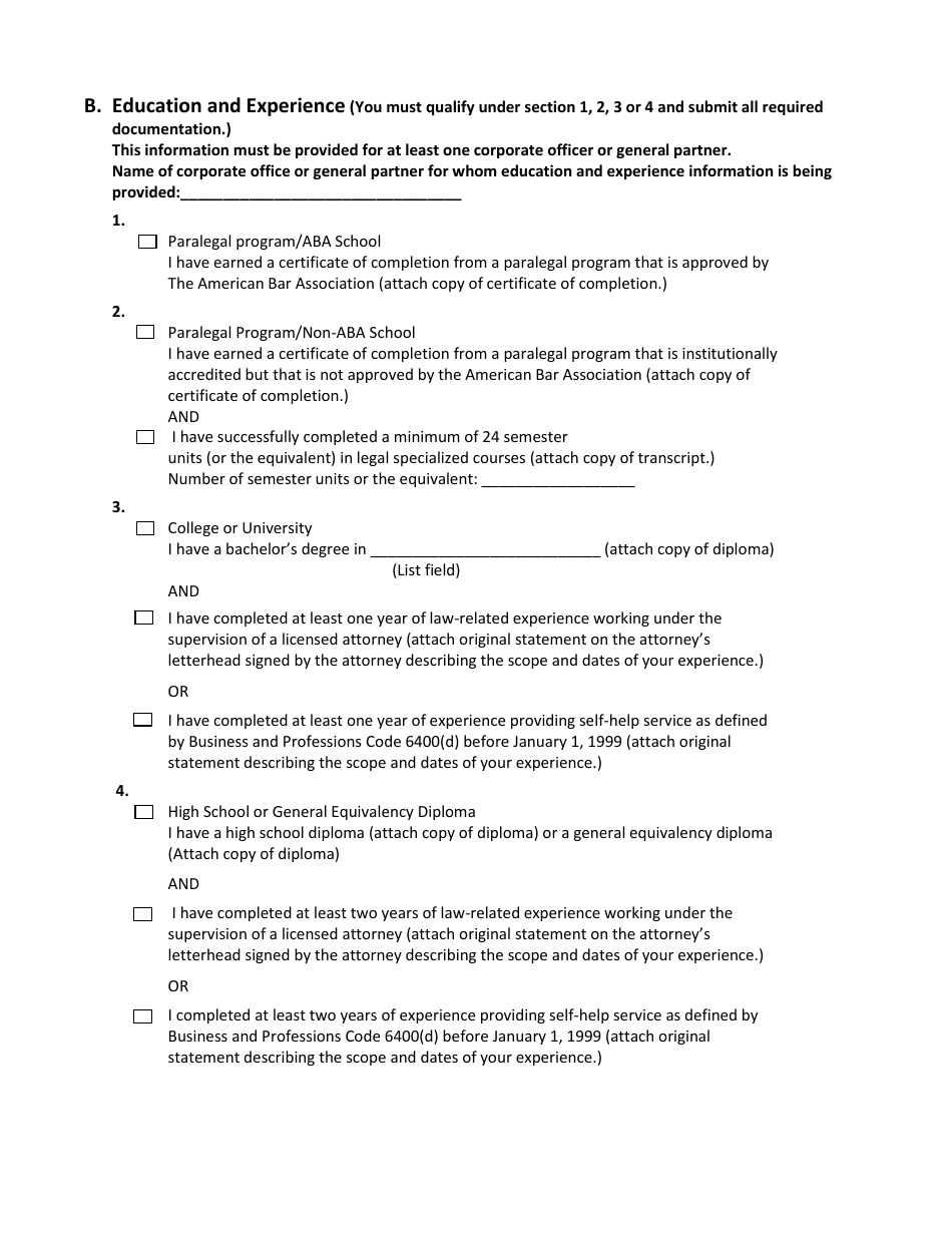 Legal Document Assistant Registration (Corporate or Partnership) - Kern County, California, Page 5