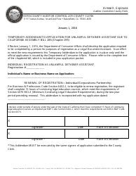 Document preview: Unlawful Detainer Assistant Registration (Individual) - Kern County, California