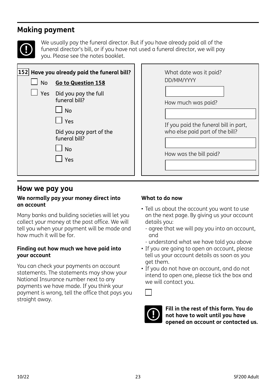 Form SF200 ADULT Funeral Expenses Payment for an Adult - United Kingdom, Page 23