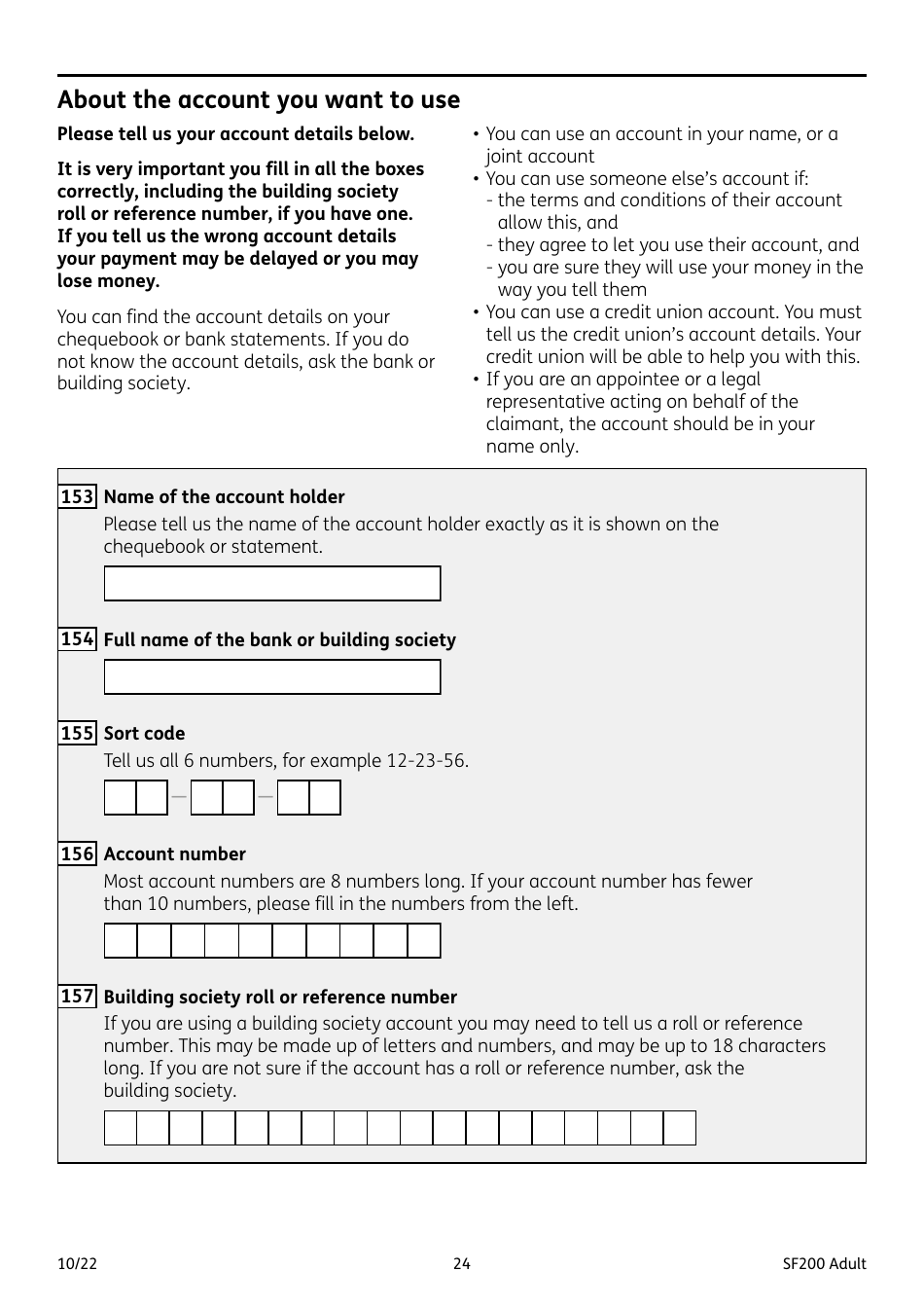 Form SF200 ADULT Funeral Expenses Payment for an Adult - United Kingdom, Page 24