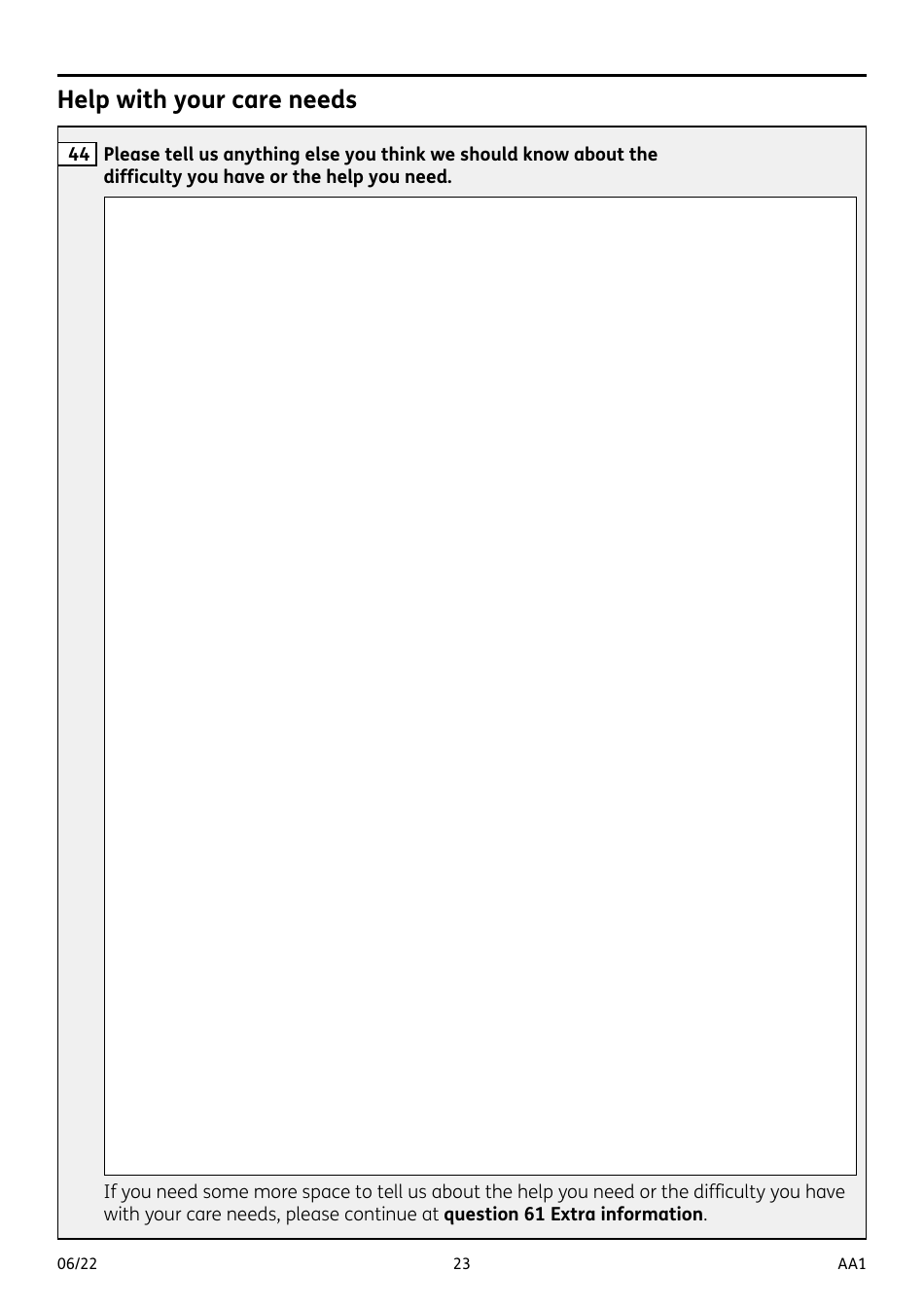 Form AA1 Attendance Allowance for People of State Pension Age or Over - United Kingdom, Page 23