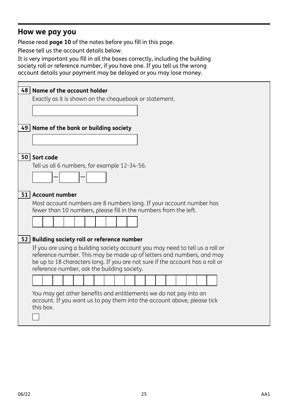 Form AA1 Attendance Allowance for People of State Pension Age or Over - United Kingdom, Page 25