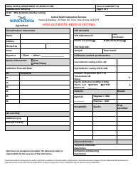 Document preview: Form LSAD101F7.10 Milk Antibiotic Residue Testing - Nova Scotia, Canada