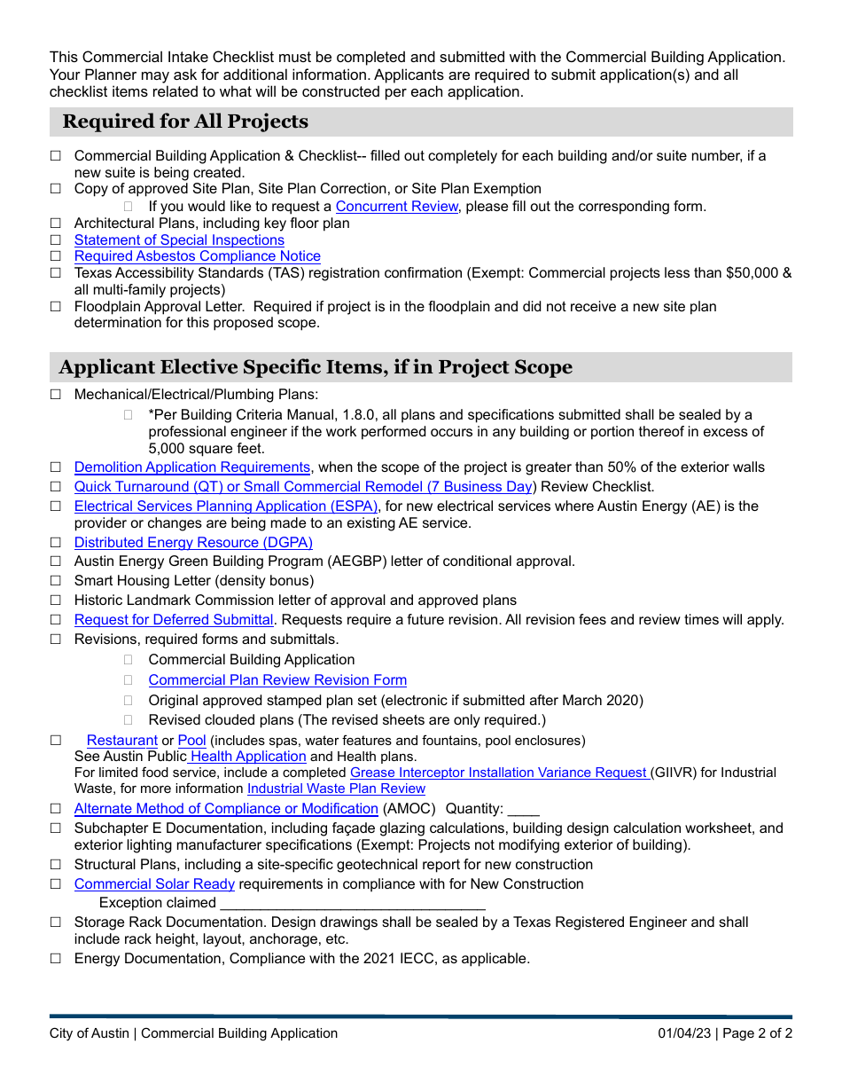 Commercial Building Application - City of Austin, Texas, Page 2