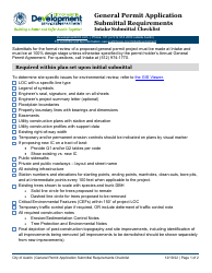 General Permit Application Submittal Requirements - Intake Submittal Checklist - City of Austin, Texas