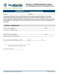 Document preview: Owner's Authorization Letter for Delegating Requests and Applications - City of Austin, Texas