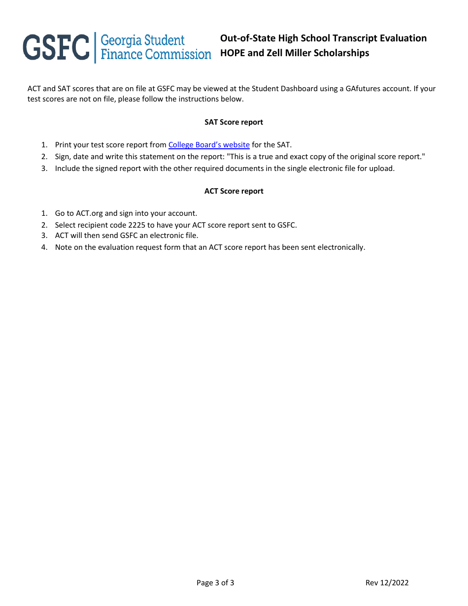 Out-of-State High School Transcript Evaluation - Hope and Zell Miller Scholarships - Georgia (United States), Page 3