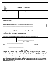 Form CLK/CT.007 Subpoena for Deposition - Miami-Dade County, Florida