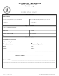 Document preview: Form CLK/CT.514 E-Filing Refund Request - Miami-Dade County, Florida