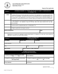 Document preview: Form CLK/CT.577 Payment Plan Application - Miami-Dade County, Florida
