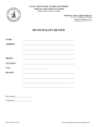Form CLK/CT259 Municipality Review - Miami-Dade County, Florida