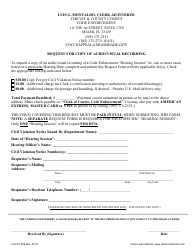 Form CLK/CT859 Request for Copy of Audio/Visual Recording - Miami-Dade County, Florida
