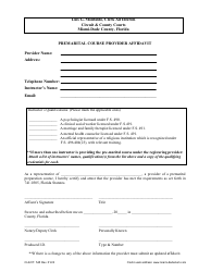 Form CLK/CT.545 Premarital Course Provider Affidavit - Miami-Dade County, Florida