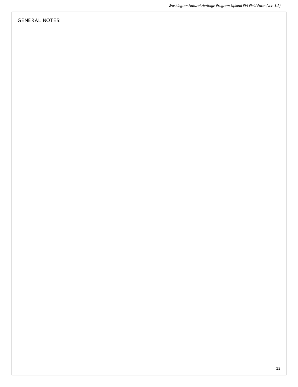 Upland Eia Field Form - Washington Natural Heritage Program - Washington, Page 13