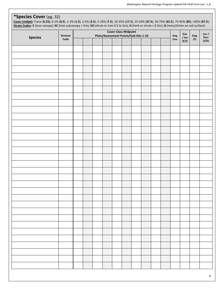 Upland Eia Field Form - Washington Natural Heritage Program - Washington, Page 4