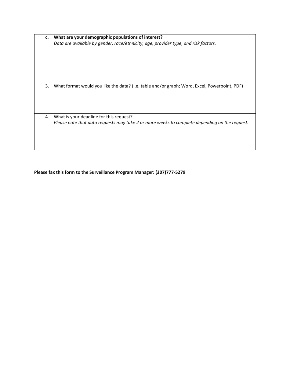 Wdh Communicable Disease Data Request Form - Wyoming, Page 2