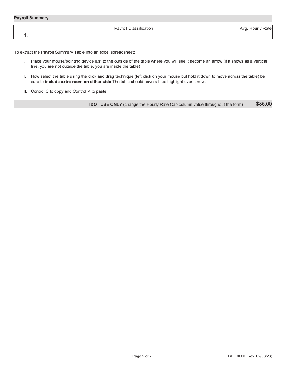 Form BDE3600 Annual Payroll Submittal - Illinois, Page 2