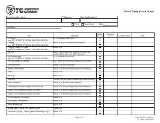 Document preview: Form BDE436 Direct Costs Check Sheet - Illinois