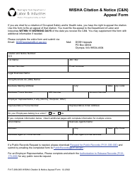 Form F417-298-000 Wisha Citation &amp; Notice (C&amp;n) Appeal Form - Washington