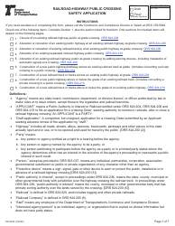 Form 735-9202 Railroad-Highway Public Crossing Safety Application - Oregon