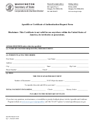 Document preview: Apostille or Certificate of Authentication Request Form - Washington