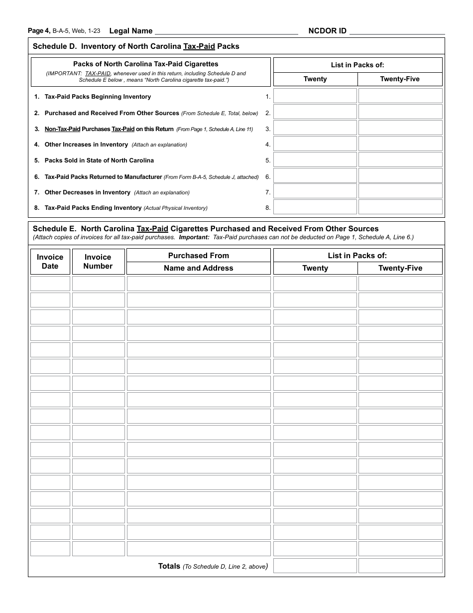 Form BA5 Fill Out, Sign Online and Download Printable PDF, North