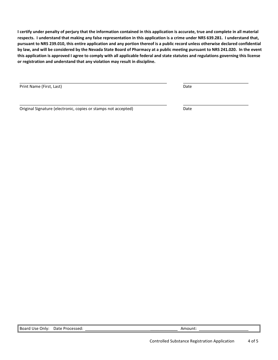 Controlled Substance Application - Nevada, Page 4